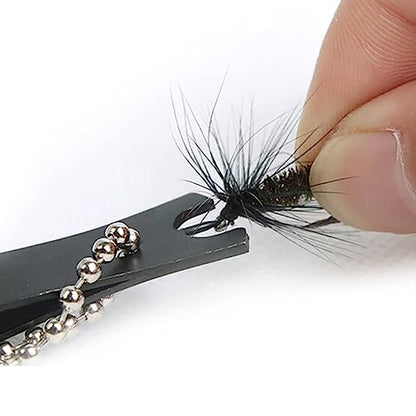2PCS Black Stainless Steel Fishing Line Clipper Fishing Line Nipper Cutter Clipper with Hook Eye Cleaner Pin Fishing Stainless Steel Tool Black Fishing Nipper Line Cutter Cutting Tool