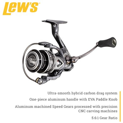 Lew’s Custom Lite Spinning Fishing Reel, 10+1 Stainless Steel Ball Bearings, Size 100 Reel, 5.6:1 Gear Ratio, Right or Left-Hand Retrieve, Carbon Grey