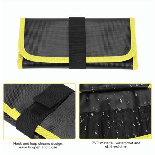 Water proof PVC Fishing Lure Bag - Expandable Tackle Storage Case for Soft Baits & Jigs, Portable Gear Organizer, 12.13x8.78in(Yellow)
