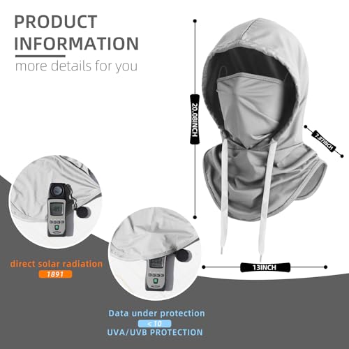 Summer Balaclava Face Mask with Breathable Holes Sun Face Shield UV Protection Full Head Mask for Men Women Fishing Cycling - color: Light Gray-standard