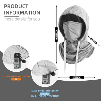 Summer Balaclava Face Mask with Breathable Holes Sun Face Shield UV Protection Full Head Mask for Men Women Fishing Cycling - color: Light Gray-standard