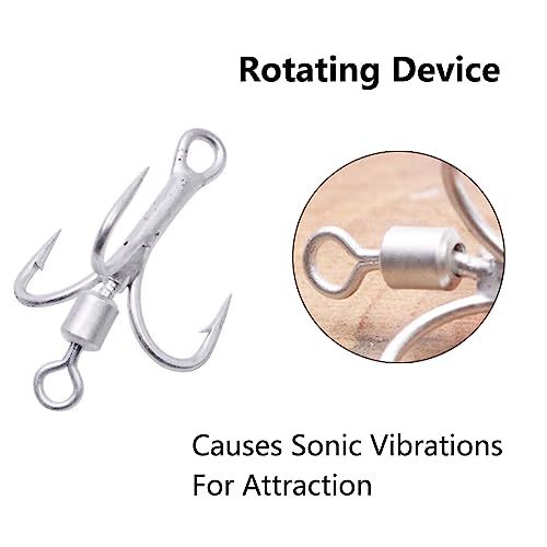 SEIWEI 5pcs 6# Bladed Treble Hooks with Willow Blade Replacement Bladed Spinner Treble Hooks for Trout Bass Freshwater Saltwater Fishing Lures Fishing Spoons-Silver