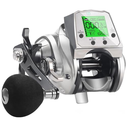 Digital Baitcasting Fishing Reel with LCD Display,8 oz Ultralight Electric Baitcaster Reel, 22-35 Lb Max Drag,6.3:1/7.2:1 Gear Ratio,Left/Right Handed,Compact Design for Freshwater & Saltwater - color: Silver-Left Hand, size: 35Lb-12 Smart