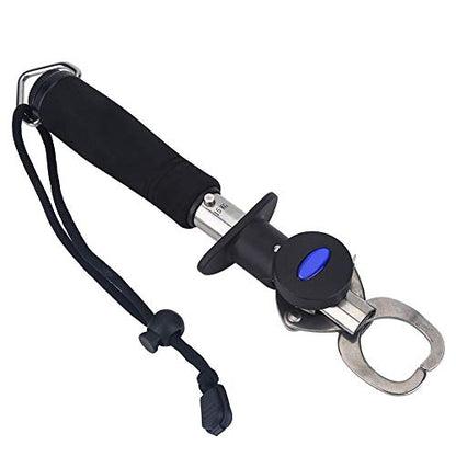 3 in 1 Fish Lip Grip Tool with Digital Scale 15kg, Fish Grabber for Freshwater Fishing, Stainless Steel EVA Foam Handle