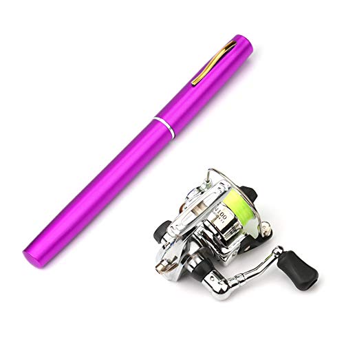 Lixada Fishing Rod Reel Combo Mini Pen Fishing Pole Kit Telescopic Fishing Rod Spinning Reel Combo Kit - color: Purple, size: 1.0 m