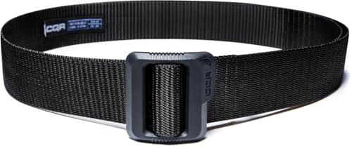 CQR Tactical Belt, Military Style Heavy Duty Belt, Webbing EDC Quick-Release Buckle - color: 2pack Dura Nylon Black/Grey, size: Large