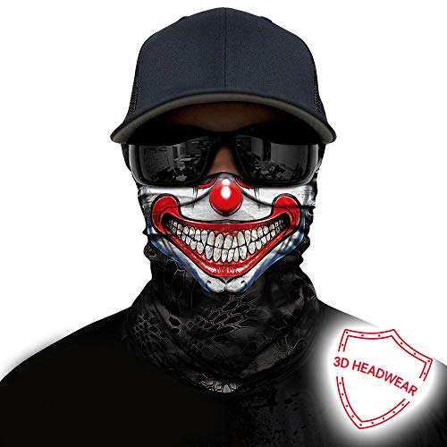 Obacle Neck Gaiter Face Mask Bandana for Dust Wind Sun Protection for Men Women - color: Clown Smile Face Neat Teeth
