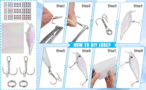Blank Fishing Lure Kit,Unpainted Popper Plug Lures DIY Crank Bait Set Fishing Pliers Treble Hooks 3D/4D Lure Eyes Bait Sticker Split Rings,Fish Tackle Accessories Kits - color: Lure Kit-249pcs