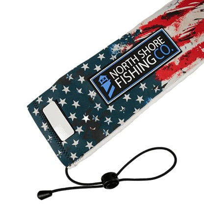 Premium Neoprene Fishing Rod Sleeve – Floating, Puncture Resistant, Labeled Protective Sock for Casting, Spinning, Trolling Fishing Rods - color: Flag, size: 60", style: Casting/Trolling