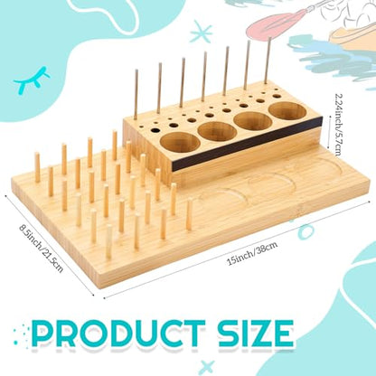 Yalikop Wooden Fly Tying Fishing Kit Organizer with Soft Magnets & Thread Spool Stand, Fly Tying Tool Caddy Desktop Storage Rack, Fishing Materials Tray Station(Simple,15 x 8.5 x 2.24 Inch)