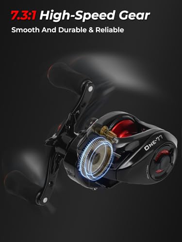 Jenseits Baitcasting Reel 7.3:1 High Speed Bass Baitcaster, Drag Clicker Version, Low Profile Casting Reel with 7+1 Bearings, 17.6LB Drag Magnetic Brake System - color: 7.3:1-Right
