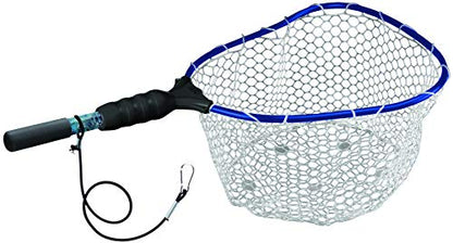 Ego S1 Slider Fishing Net, Ultimate Fishermen’s Tool Fixed Handle, Replaceable Head, Salt & Freshwater, 17x19 Inch Hoop - color: Blue/Black, size: Clear Rubber Mesh