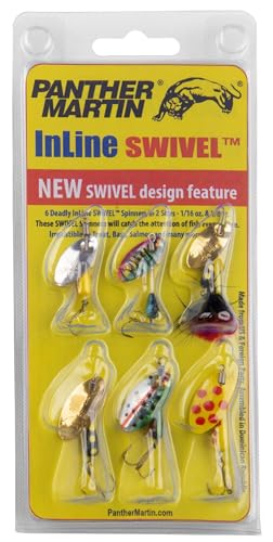 Panther Martin Fishing Lures 6-Pack All Time Greatest Fish Catcher World Famous Spinning Lures in Value Kit Spinners for Trout, Salmon, Panfish, Bass, Crappie & Perch - style: Inline Swivel