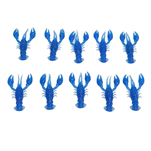 Acouto 10pcs Soft Fishing Lure Crawdad Bait PVC Shrimp Artificial Soft Lure Baits for Bass Fishing – Dark Brown Crawfish Plastics, 5.5cm Lifelike Action, Reusable & Tear for - color: Blue