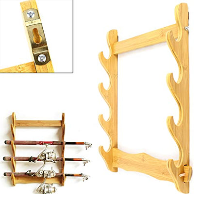 4-Layer Wall Holder Sword Stand Display Stand Bamboo Wall-Mounted Storage Rack for Sword, Flute, Fishing Rod, Living Room Decoration