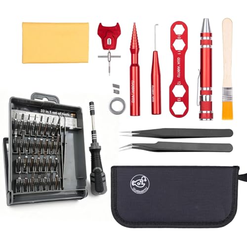 QUA'ANNYU Fishing Reel Maintenance Kit, Professional Fishing Reel Care & Repair Tool Set with 24/30/38-in-1 Screwdriver Set - color: Red Kit-Manual Screwdriver