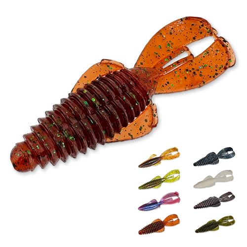 Pulse Craw Soft Plastic Crawfish Lure – 3.9" (100mm), 10-Pack, Rage-Style Craw Bait for Bass Fishing, Texas Rig & Jig Trailer - color: New Penny