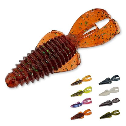 Pulse Craw Soft Plastic Crawfish Lure – 3.9" (100mm), 10-Pack, Rage-Style Craw Bait for Bass Fishing, Texas Rig & Jig Trailer - color: New Penny