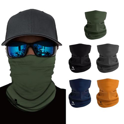 Breathable Neck Gaiter UPF 30+ Sun Protection Face Mask for Men & Women - color: 5pcs-solidcolor