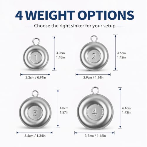 Fishing Weights, Disc Sinkers, Lead Fishing Sinkers & Weights for Saltwater & Freshwater, Flat Coin Sinkers for Bottom Fishing, Assorted Sizes - size: 1oz-15 Pcs