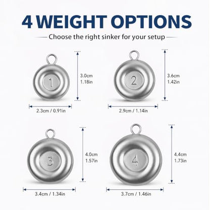 Fishing Weights, Disc Sinkers, Lead Fishing Sinkers & Weights for Saltwater & Freshwater, Flat Coin Sinkers for Bottom Fishing, Assorted Sizes - size: 2oz-8 Pcs