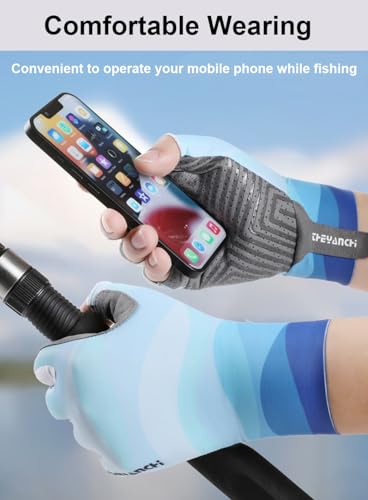 SUJAYU Fishing Gloves Men Women, Sailing Gloves Kayak Gloves Paddling Gloves Rowing Gloves, UV Gloves Sun Gloves Sun Protection Gloves Fly Fishing Gloves for Women Men - color: Blue, size: Medium