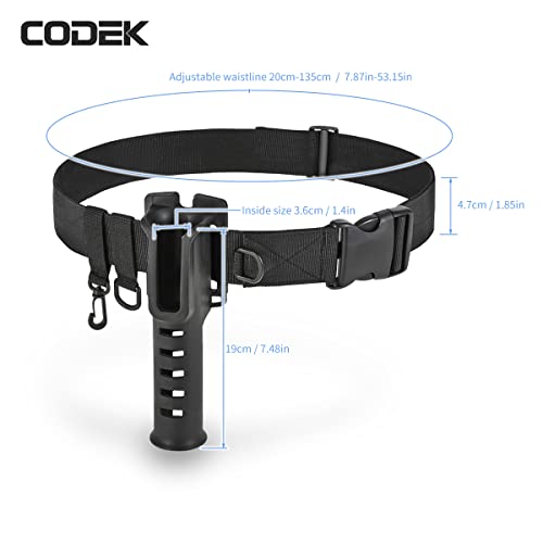 CODEK Fishing Waist Belt Rod Holder - Adjustable Wading Belt With Portable Pole Inserter for Spinning, Casting Reel, Surf, Kayak, Fly Fishing Gear Accessories - Wader Strap - style: Black