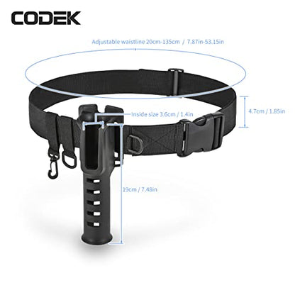 CODEK Fishing Waist Belt Rod Holder - Adjustable Wading Belt With Portable Pole Inserter for Spinning, Casting Reel, Surf, Kayak, Fly Fishing Gear Accessories - Wader Strap - style: Black
