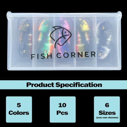 Swimbait Jig Head Swimbait Jigs with 3D Eyes Minnow Jig Heads for Fishing Saltwater 10 pcs/Set - size: 1/4oz