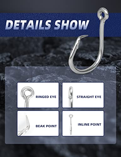 BLUEWING Big Game Circle Hooks Heavy Duty Stainless Steel for Saltwater & Freshwater Fishing - style: Size 11: 24/0, 2pcs