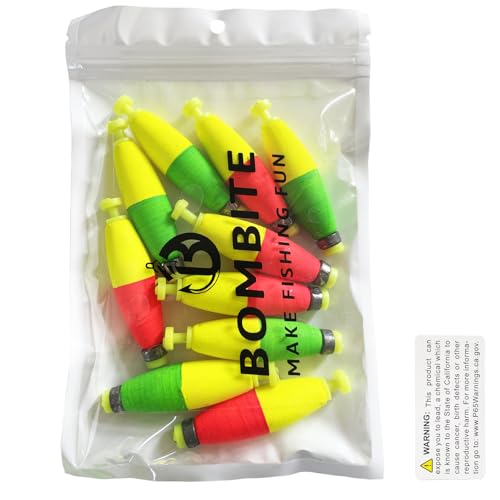 Weighted Bobbers for Fishing Floats EVA Foam Snap-on Fishing Bobbers for Crappie Bluegill Panfish Trout Catfish Bass 10 Packs - size: 2.5"