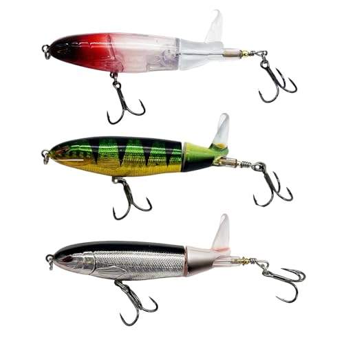 Bestac Topwater Fishing Lures Set Popper Lures for Bass Catfish Pike Perch Bass Lures with Floating Rotating Tail Artificial Hard Bait Multiple Colors - color: Series 1