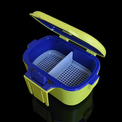Dual-Layer Portable Bait Holder Box with Large Capacity, Yellow Worm and Red Worm Storage Case for Fishing, Waist-Hanging Live Bait Container for Anglers