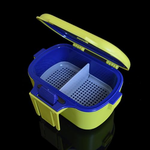 BESPORTBLE Dual-Layer Portable Fishing Bait Container Box with Clip, Insulated Worm and Earthworm Storage Case for Anglers, Yellow Bait Holder for Live Lures and Fishing Accessories