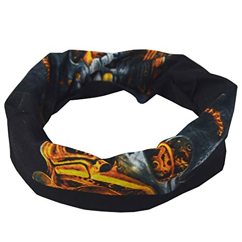 Obacle Neck Gaiter Face Mask Bandana for Dust Wind Sun Protection for Men Women - color: Mechanical Grey-gold Skull