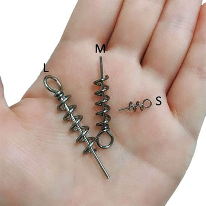 Soft Lure Bait Spring Twist Lock,100pcs Fishing Crank Hook Centering Pin Soft Lure Bait Worm Crank Swimbait Keeper Needle Springs Screw Lock Fixed Latch - size: M-100PCS
