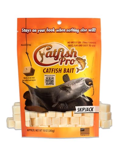 Catfish Pro Catfish Bait - 10oz Bag with 80pcs | Irresistible Scent for Catfish | Mess-Free, Stays On Your Hook When Nothing Else Will | Great for Rod, Reel, Trotline, Jugs & Yoyos Fishing - color: Skipjack