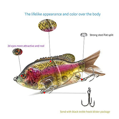 5.9in Multi Jointed Swimbait Fishing Lures Bait,2 Segment Big Giant Sinking Fishing Bass Lures,Crankbaits Swimbaits with Treble Hook - color: 5.9in,1.94oz-Color A