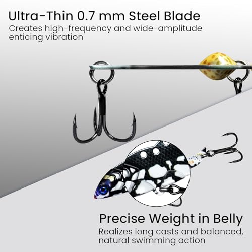 Pristis Jig Head Fishing Lures for Freshwater Saltwater, Weedless Swim Jig Teasers with Sharp Hooks & Exquisite Coating, Pre-Rigged Vibrating Swimbaits Kit Gear for Bass Crappie Walleye Trout Pike - color: 6 pcs Micro Metal Blade Baits