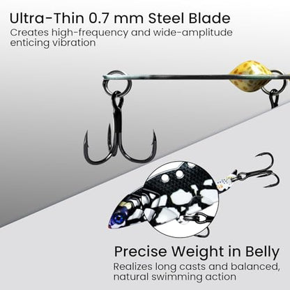 Pristis Jig Head Fishing Lures for Freshwater Saltwater, Weedless Swim Jig Teasers with Sharp Hooks & Exquisite Coating, Pre-Rigged Vibrating Swimbaits Kit Gear for Bass Crappie Walleye Trout Pike - color: 6 pcs Micro Metal Blade Baits