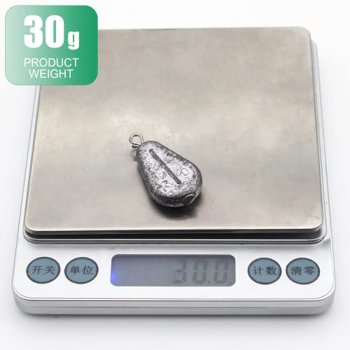 10pcs Fishing No-Roll Sinker Fishing Lead Weights Fishing Sinker Weights Assorted 10g 30g 50g Olive Heart Bass Casting for Catfish Rig, Surf Fishing - style: 30g/1.05oz-10pcs