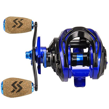 Sougayilang Baitcasting Reel, 7.0:1 Gear Ratio Super Smooth Power, 9 + 1 Shielded Ball Bearings Anti-Corrosion Baitcaster Reel Fishing Reel - color: Left Handed - 7.3:1