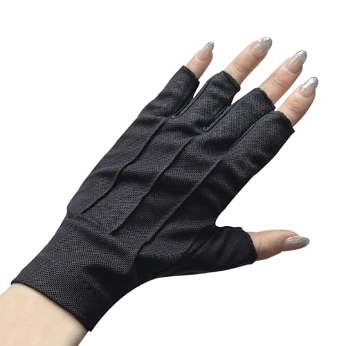 Men Summer Fingerless Gloves Lightweight Half Finger Sunblock Gloves for Outdoor Hiking Driving Cycling - color: Black