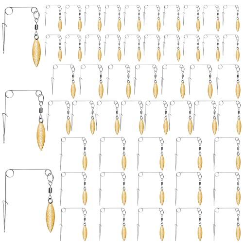 Fishing Spinnerbait Smooth Spoons Kit Fishing Spinner Blades Smooth Spoons Rigs with Willow and Teardrop Making Fishing Lures Replacement Accessories - color: G: 50Pcs Gold Willow Leaf Spinnerbaits Smooth Spoons Kit