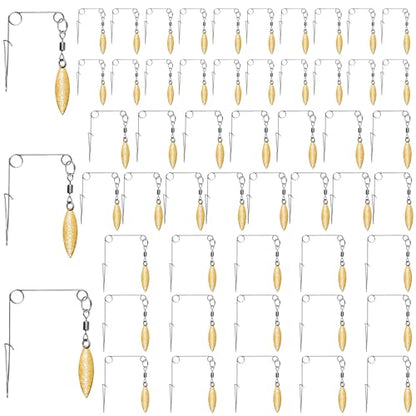 Fishing Spinnerbait Smooth Spoons Kit Fishing Spinner Blades Smooth Spoons Rigs with Willow and Teardrop Making Fishing Lures Replacement Accessories - color: G: 50Pcs Gold Willow Leaf Spinnerbaits Smooth Spoons Kit