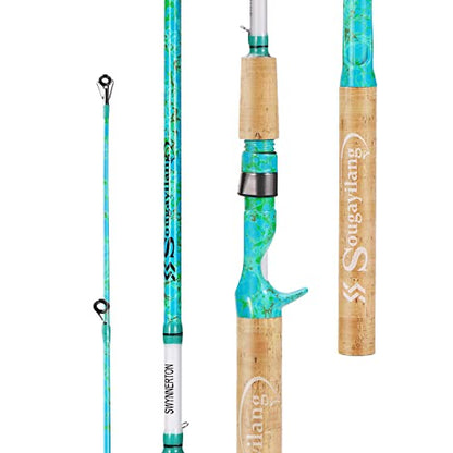 Sougayilang Fishing Rods Ultra Light Rods 2 Pieces Cork Handle Spinning &Baitcasting Rod for Trout Crappie -5'6"
