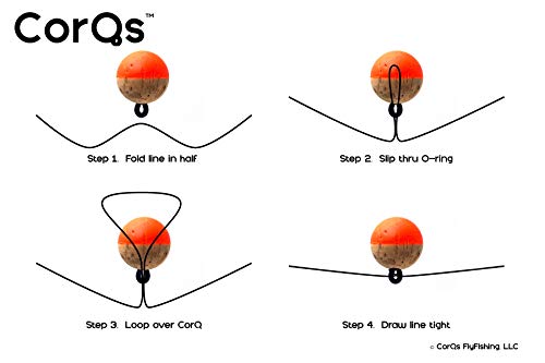 CorQs Strike Indicators, Natural, 3/8" FlyFishing Bobbers - Made in USA - EcoFriendly, Natural Cork Floats with Rubber O-Ring