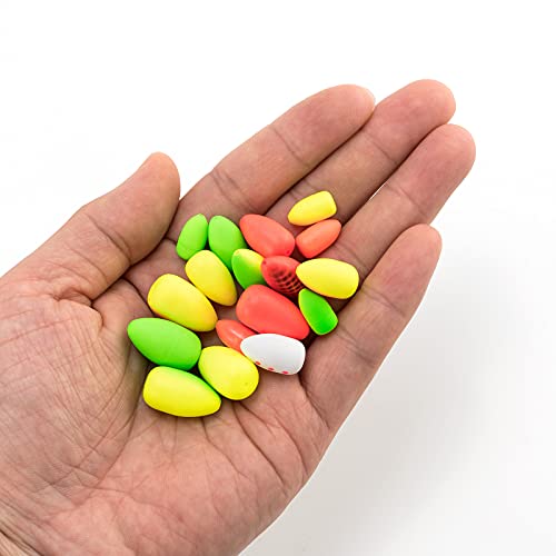 Dr.Fish 30 Pack Oval Foam Floats Fishing Rig Floats Fly Fishing Trout Bobber Strike Indicator Pompano Surf Fishing Rig Walleye Crawler Harness - color: Red and Yellow, size: Small: 1/4"*1/2"