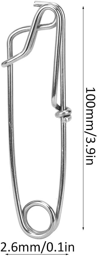 Dilwe Longline Snap Clip, 10Pcs 2.6X100mm Stainless Steel Long line Snap Clips Suitable for Long Line Fishing, Floats, Sharking, Tuna Fishing, Crabbing, Shrimping, etc