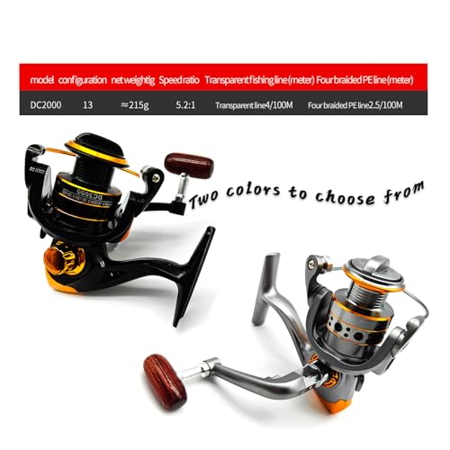Spinning Reel,Freshwater Spinning Fishing Reels,CNC Alloy Wire Cup,5.2:1 Gear Ratio,2000,Max Drag 22Lbs,Smooth Fresh and Saltwater Fishing Reel - color: Gray